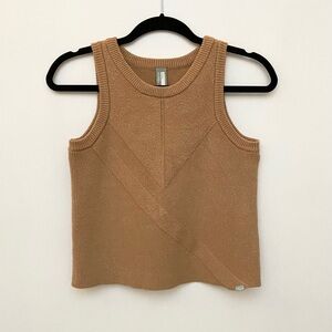 Camel Brown Knit Sleeveless Vest/Tank Top